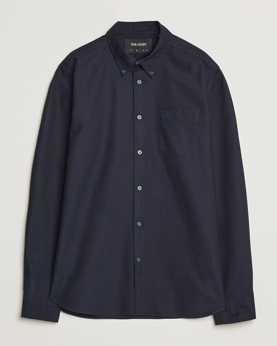 Mies | Kauluspaidat | Lyle & Scott | Tonal Eagle Plain Oxford Shirt Dark Navy