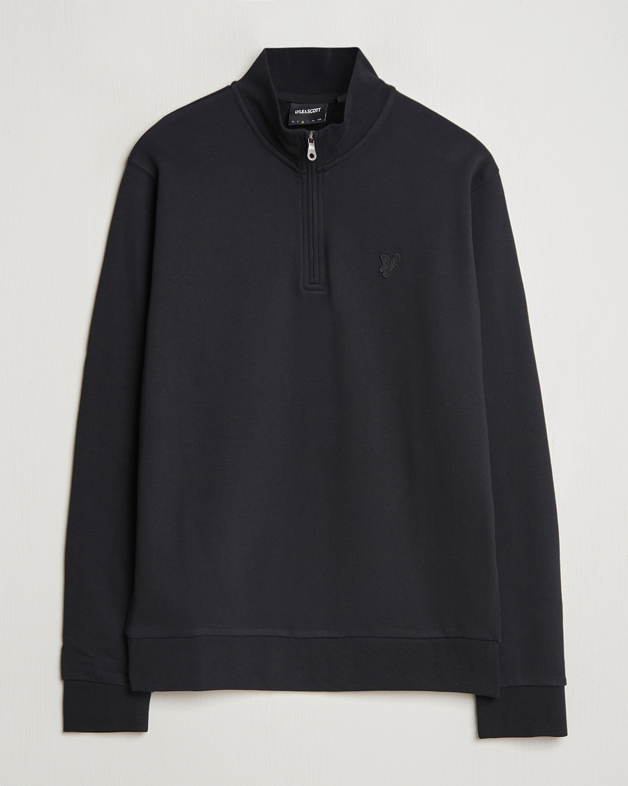Mies | Puserot | Lyle & Scott | Tonal Eagle Half Zip Sweater Jet Black
