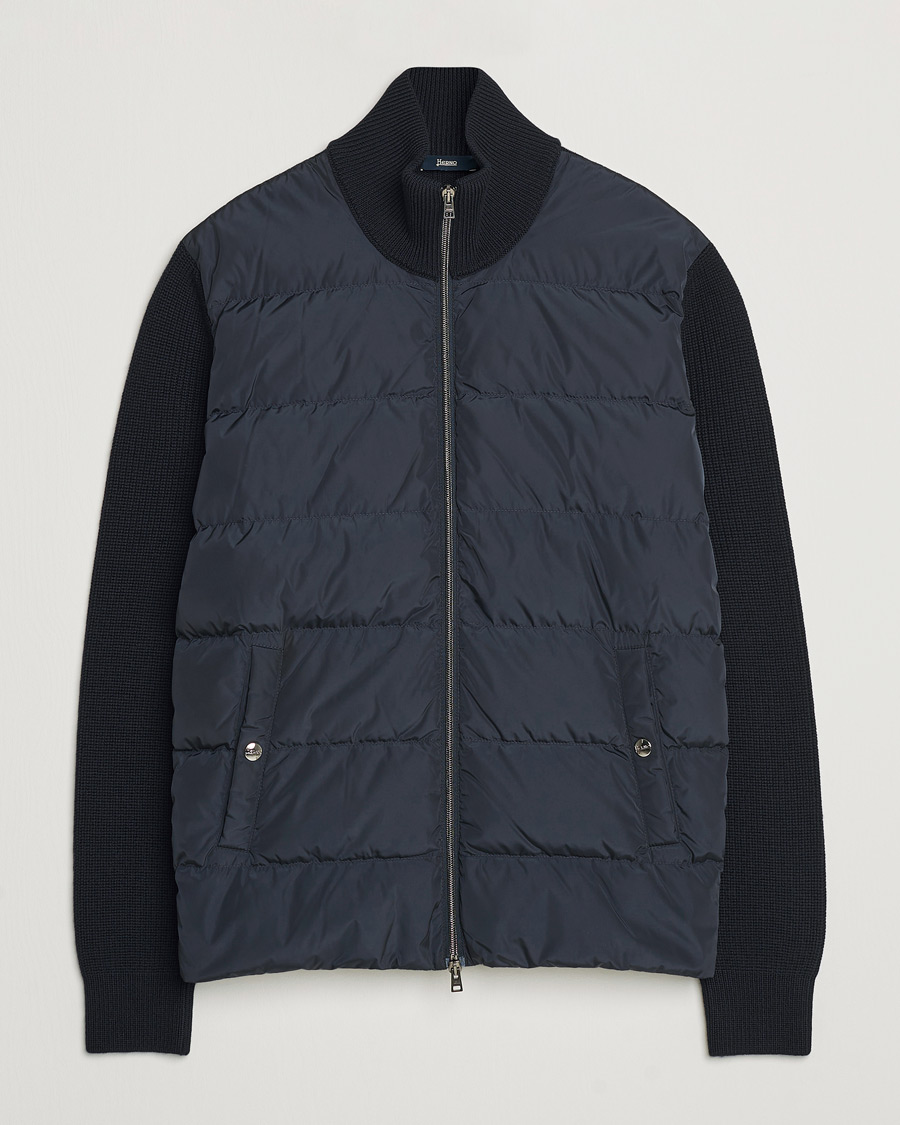 Mies | Takit | Herno | Knitted Hybrid Jacket Navy