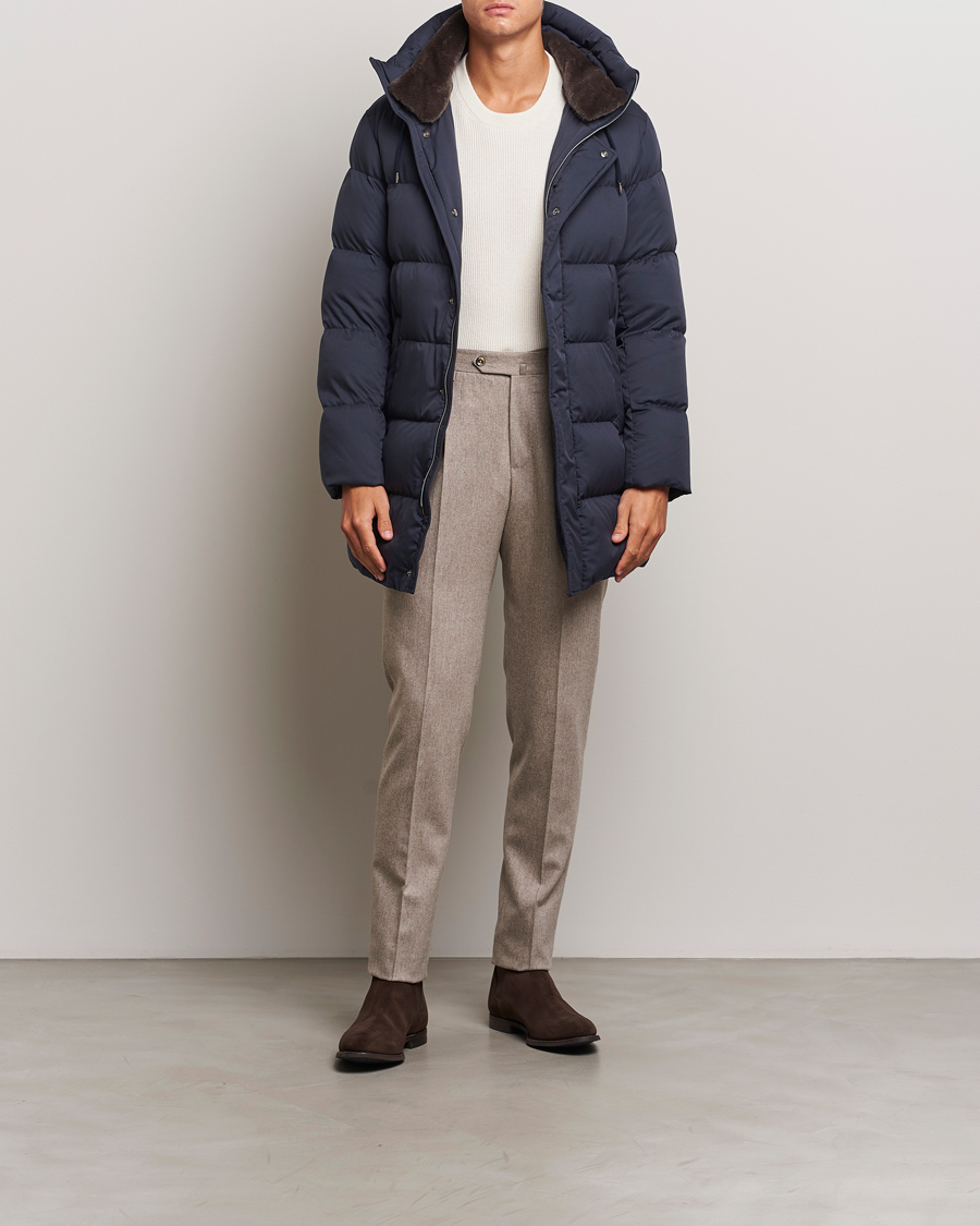 Mies | Takit | Herno | Faux Fur Down Parka Navy