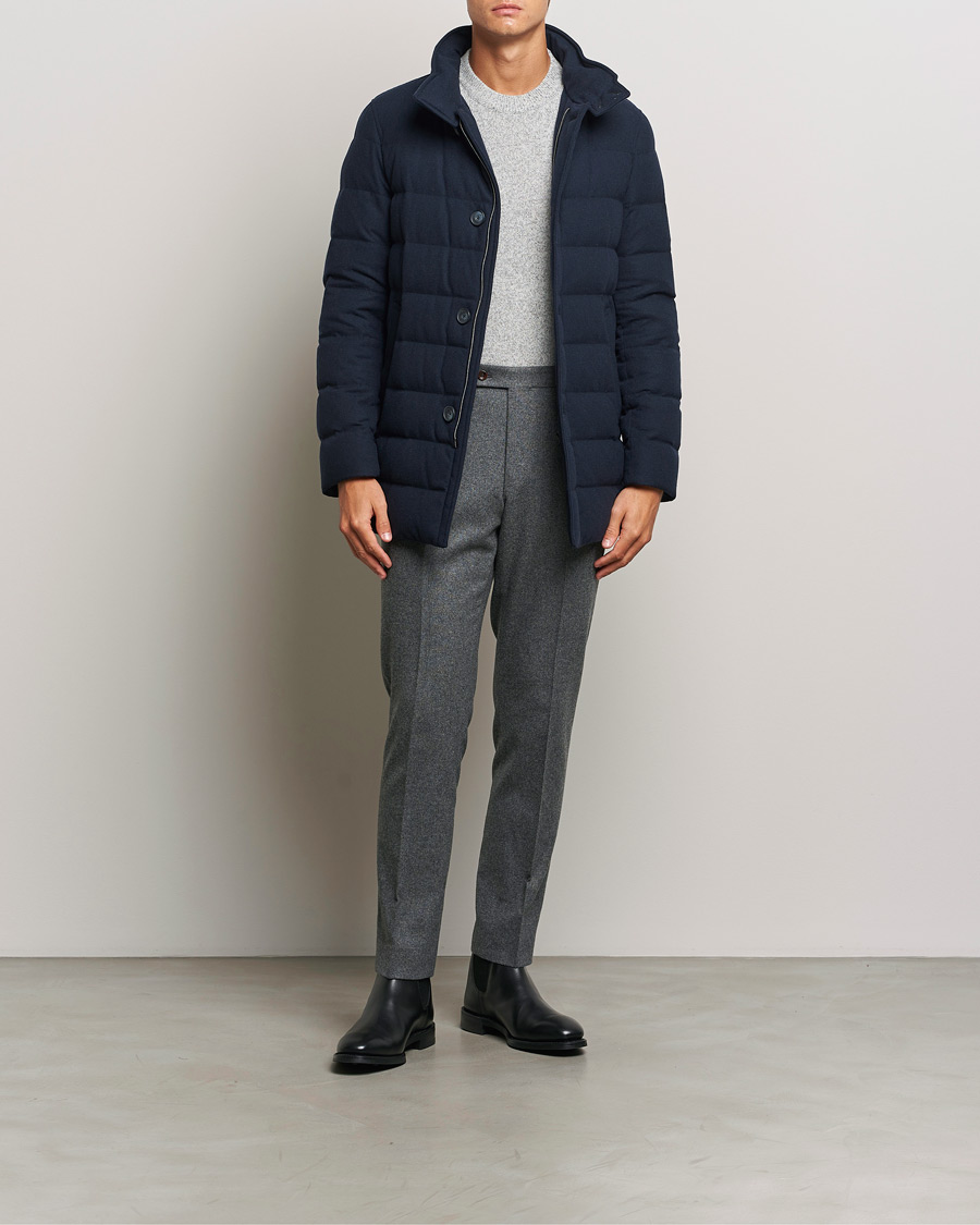 Mies | Takit | Herno | Cashmere Flannel Down Coat Navy