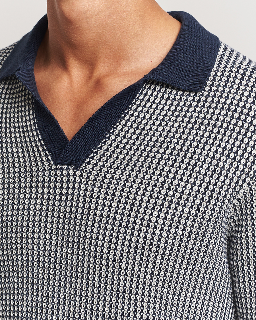 Mies | Puserot | Orlebar Brown | Horton Long Sleeve Knited Poloshirt Night Iris/White