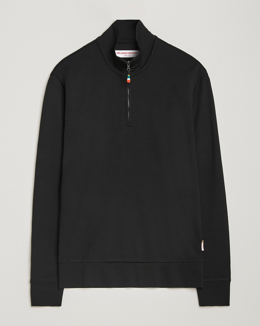 Mies | Puserot | Orlebar Brown | Isar Graphite Merino Half Zip Black