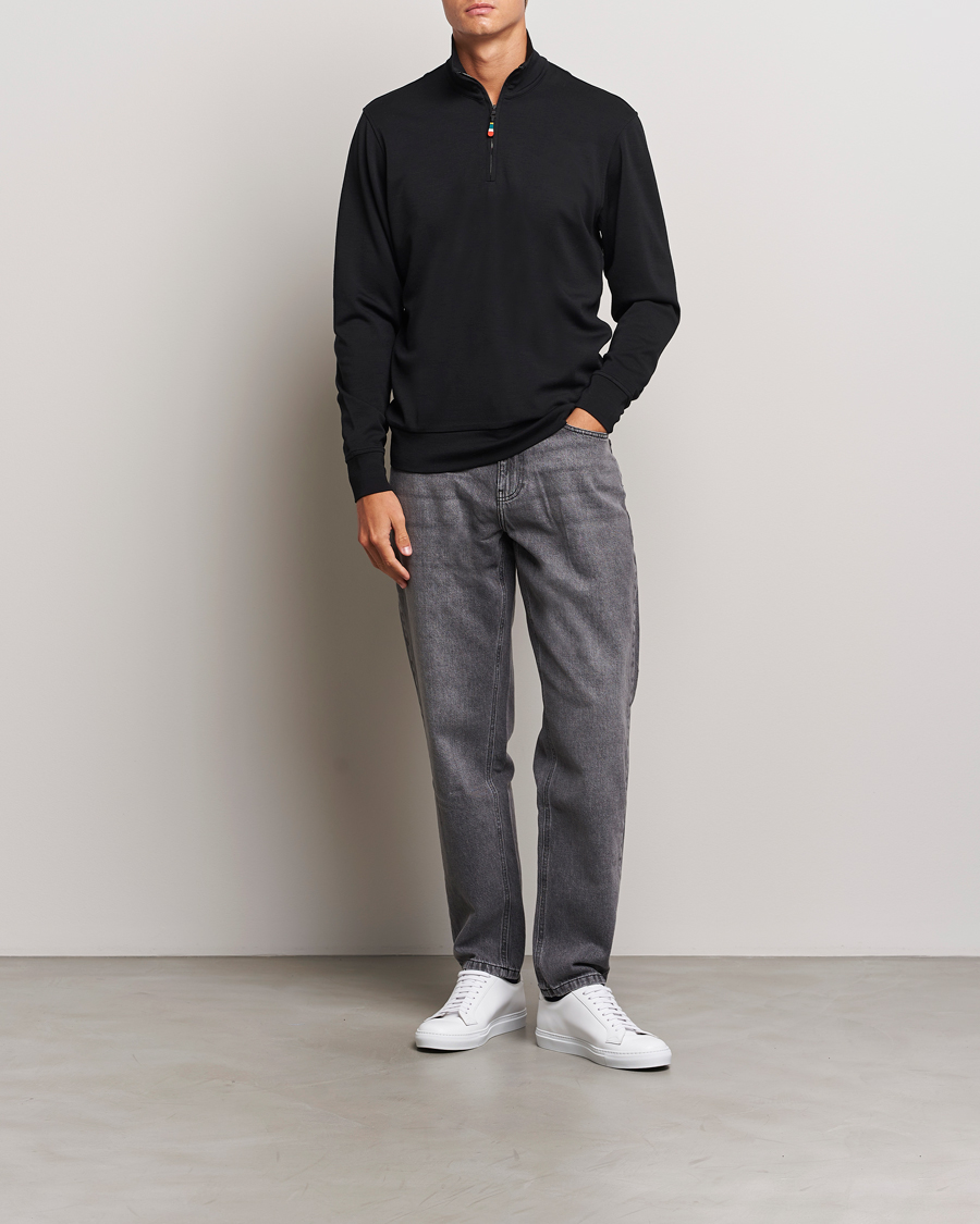 Mies | Puserot | Orlebar Brown | Isar Graphite Merino Half Zip Black