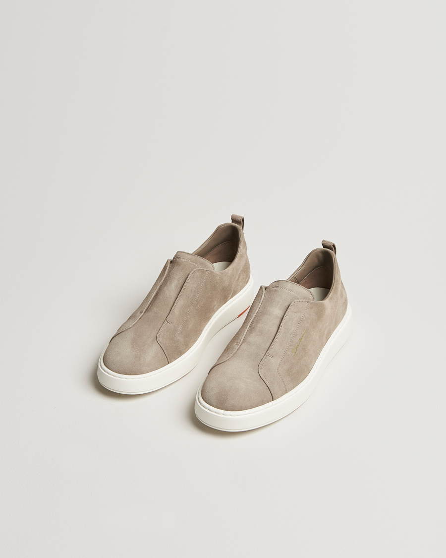 Mies | Santoni Cleanic No Lace Sneaker Taupe Suede | Santoni | Cleanic No Lace Sneaker Taupe Suede