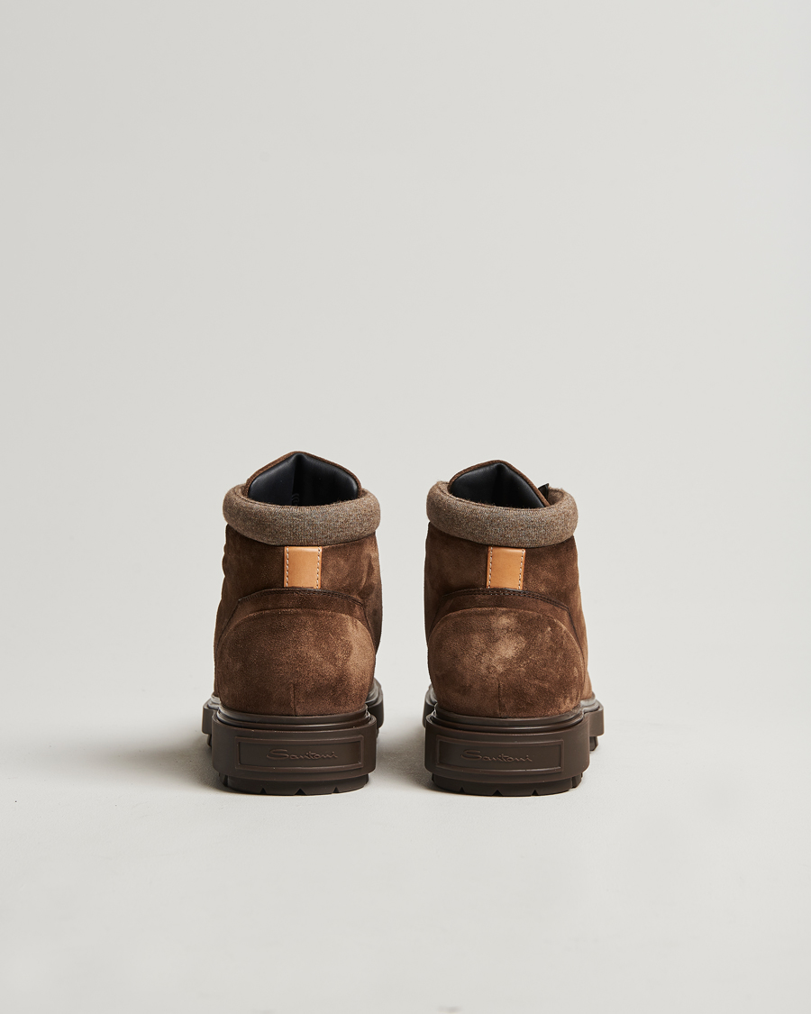 Mies | Santoni St Moritz No Lace Boot Dark Brown Suede | Santoni | St Moritz No Lace Boot Dark Brown Suede