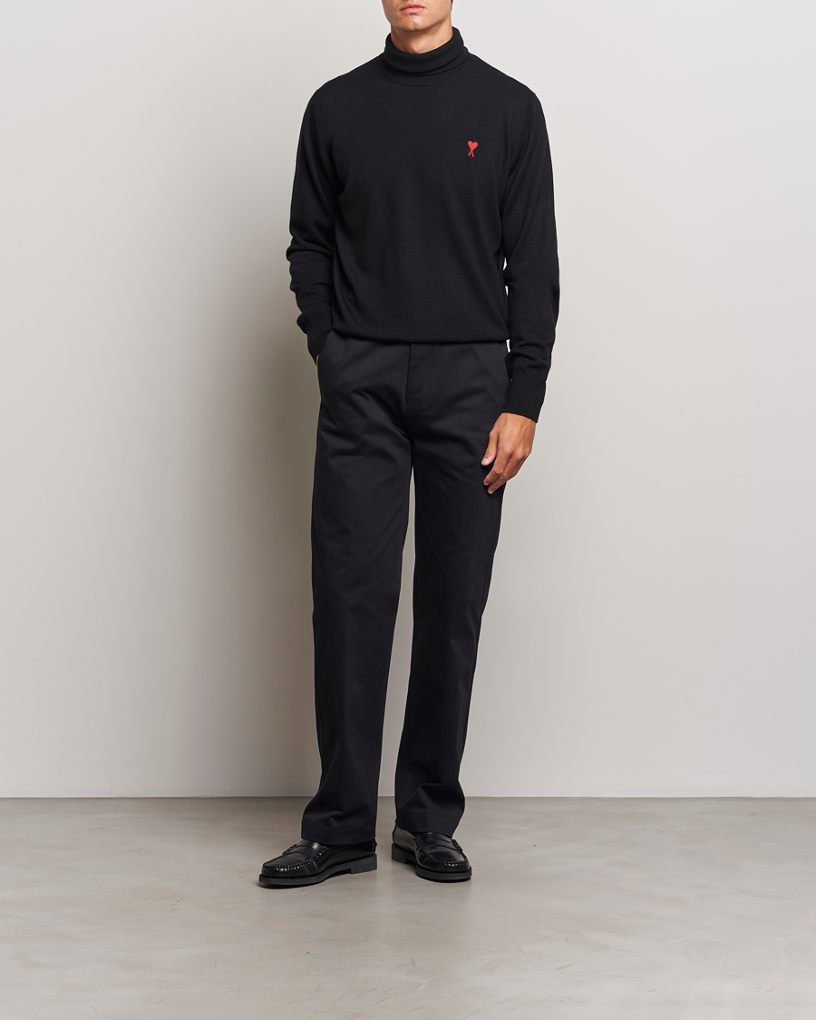 Mies | Puserot | AMI | Heart Logo Wool Turtleneck Black