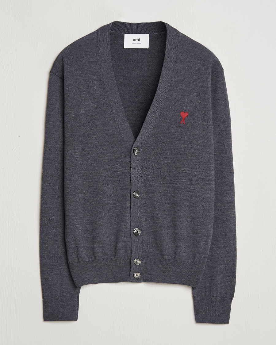 Mies | Puserot | AMI | Heart Logo Cardigan Heather Grey