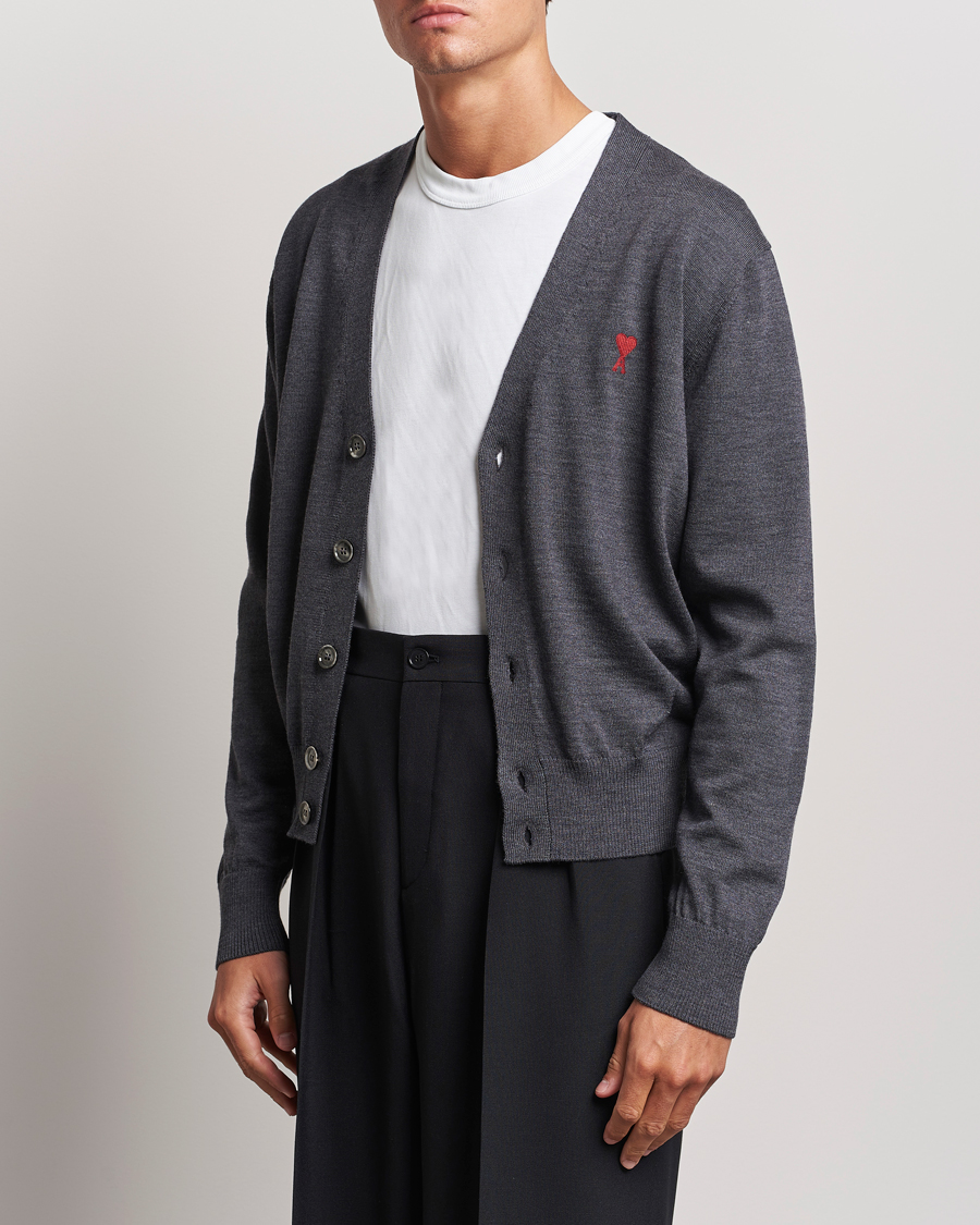 Mies | Puserot | AMI | Heart Logo Cardigan Heather Grey