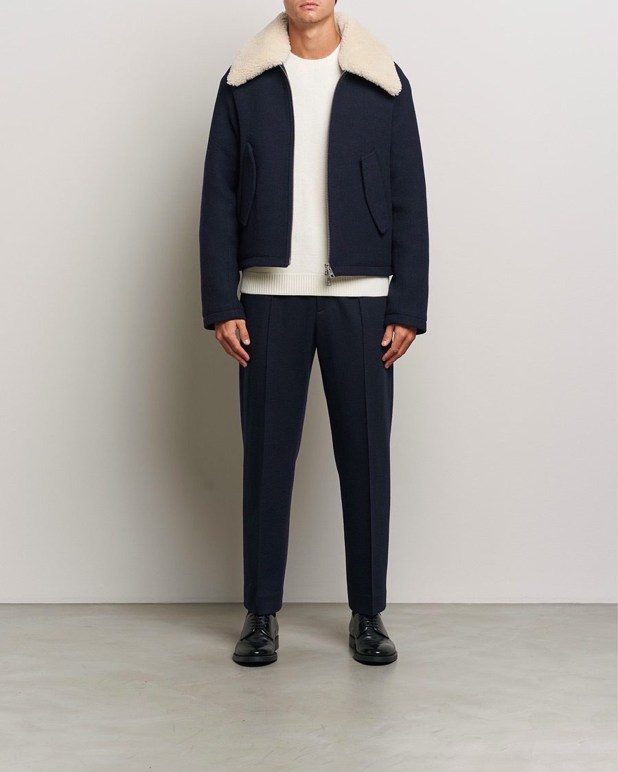 Mies | Takit | AMI | Wool Shearling Bomber Jacket Navy