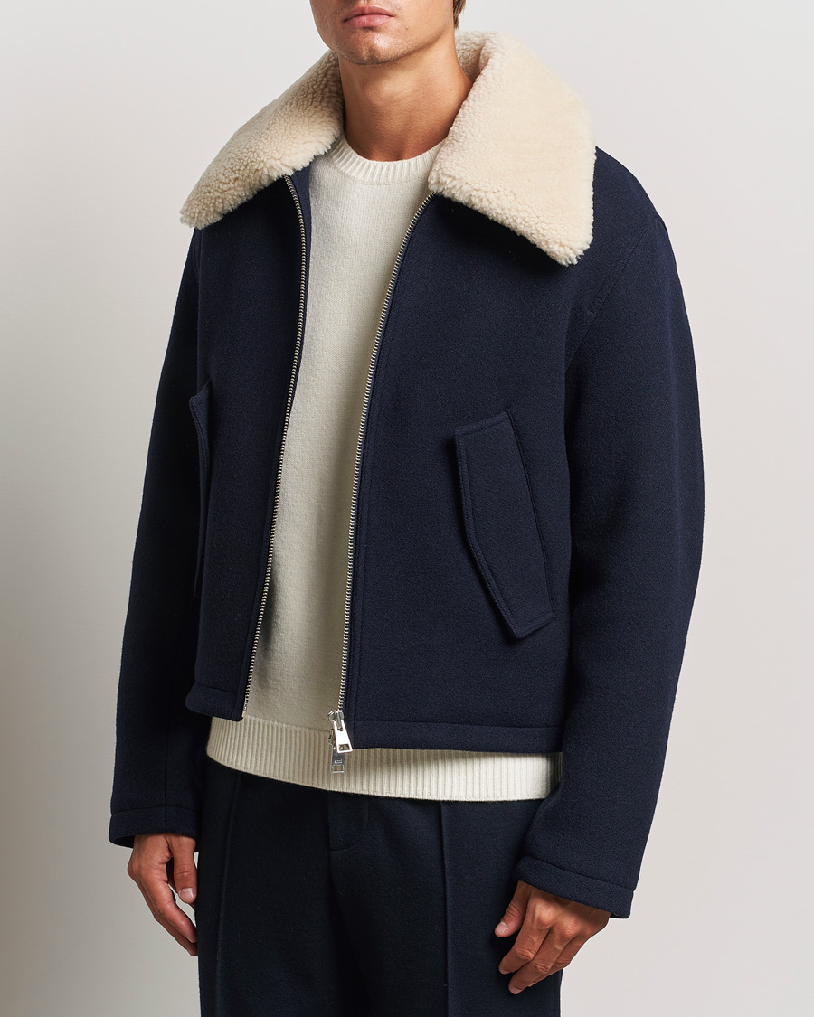 Mies | Takit | AMI | Wool Shearling Bomber Jacket Navy