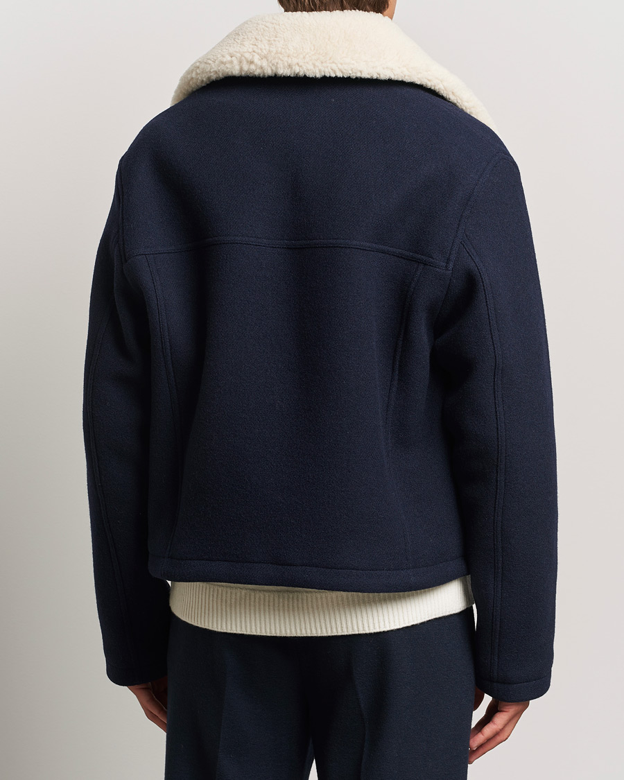 Mies | Takit | AMI | Wool Shearling Bomber Jacket Navy