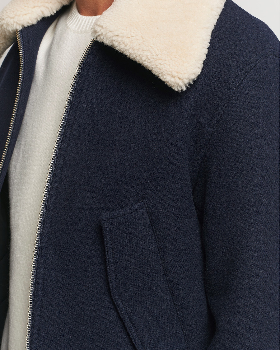 Mies | Takit | AMI | Wool Shearling Bomber Jacket Navy