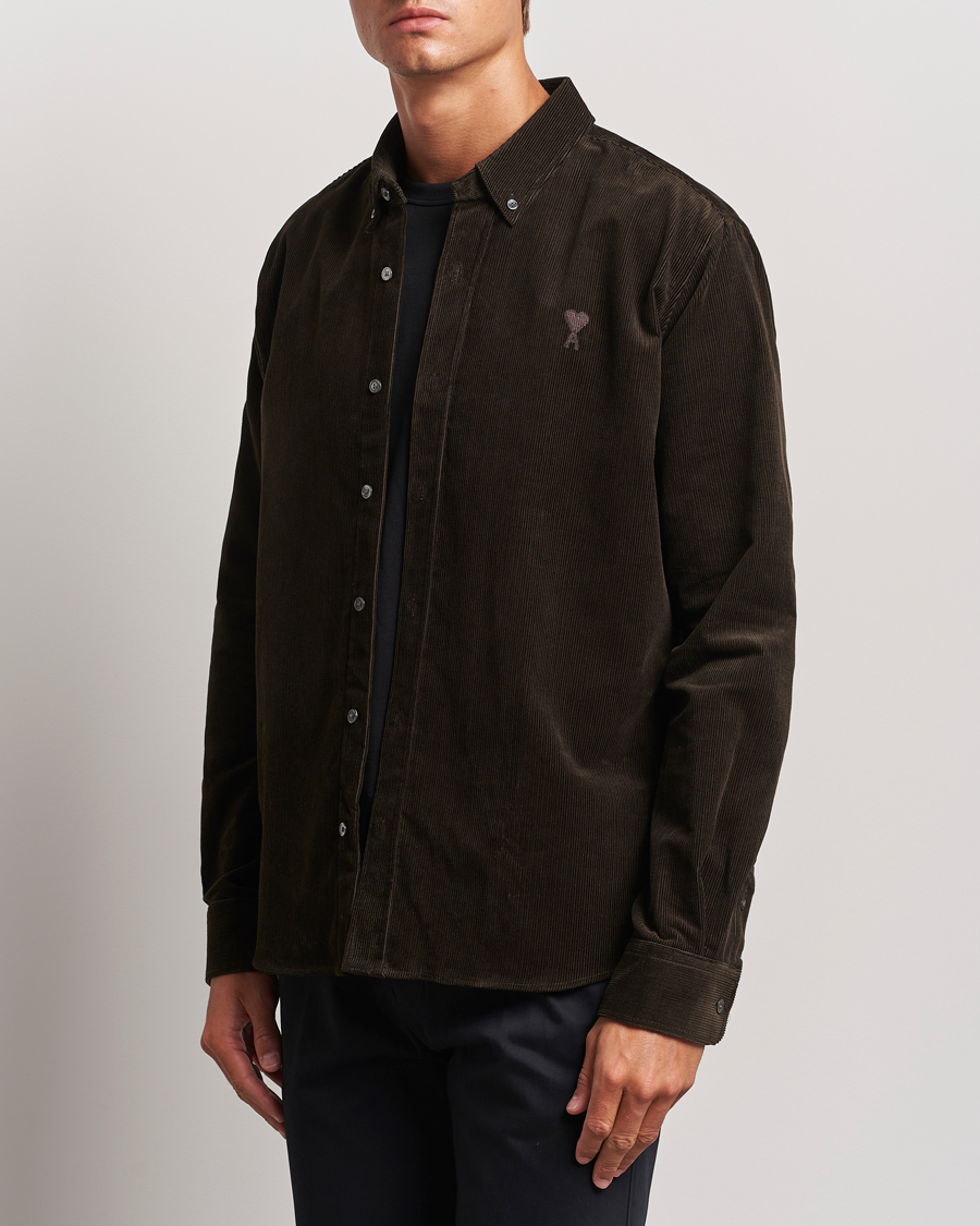 Mies | Kauluspaidat | AMI | Classic Fit Corduroy Shirt Dark Coffee