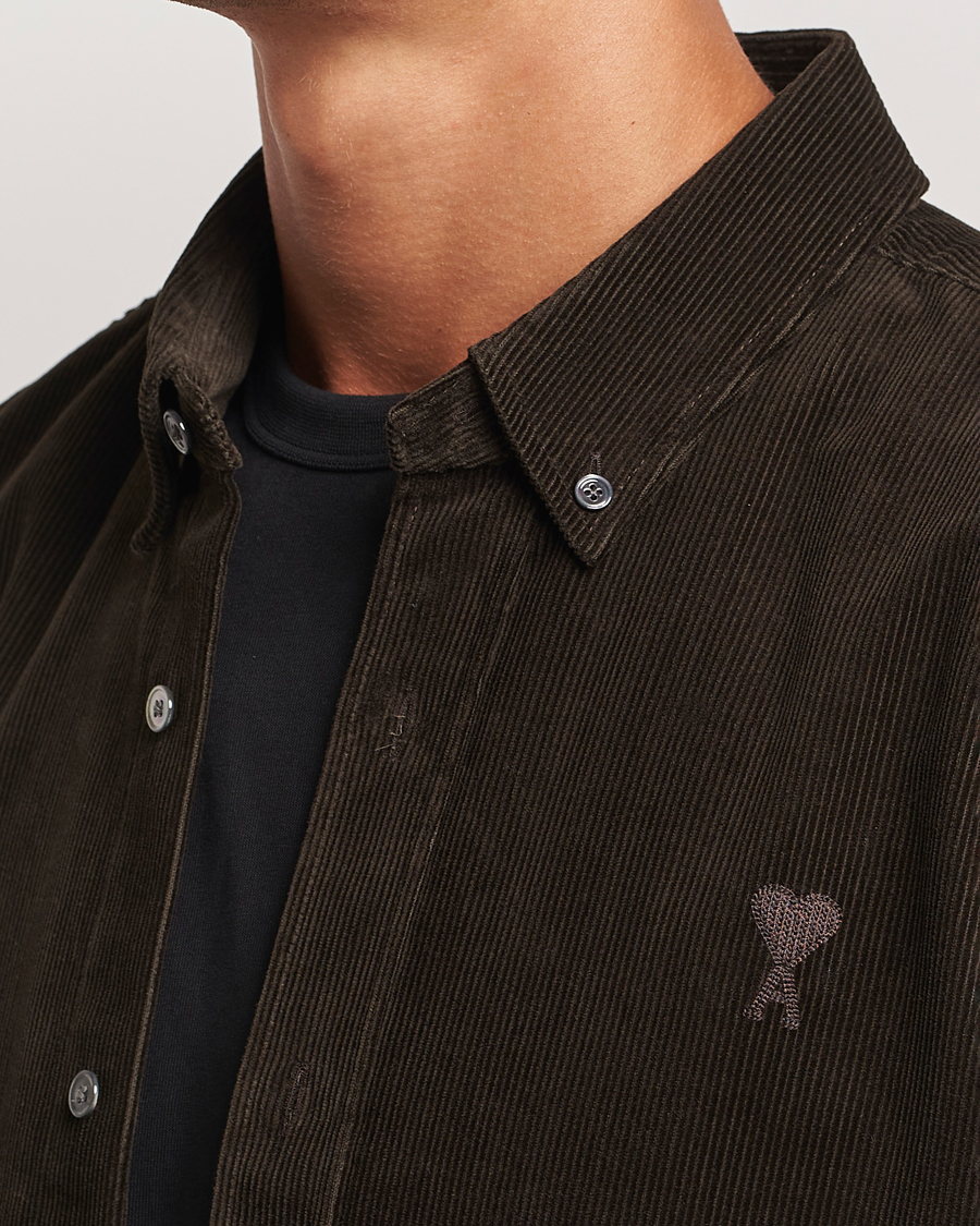 Mies | Kauluspaidat | AMI | Classic Fit Corduroy Shirt Dark Coffee