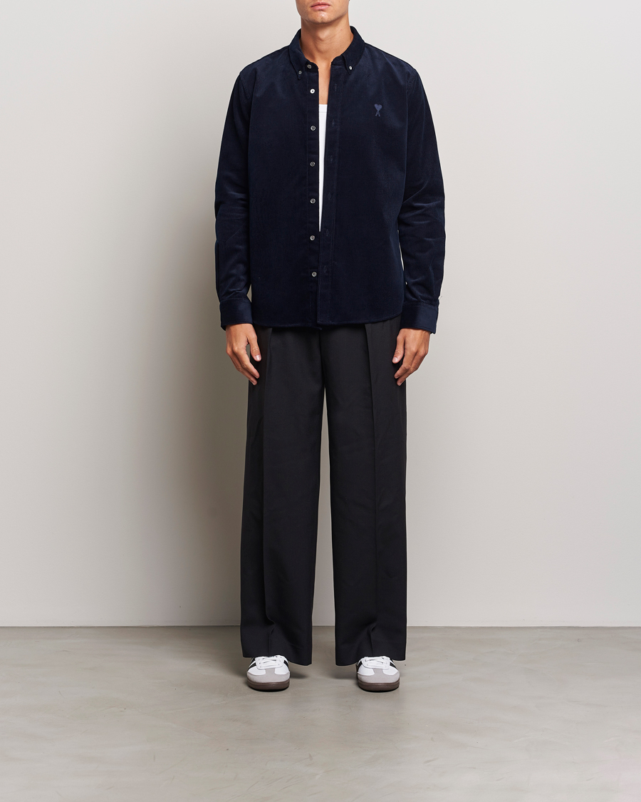 Mies | Kauluspaidat | AMI | Classic Fit Corduroy Shirt Navy