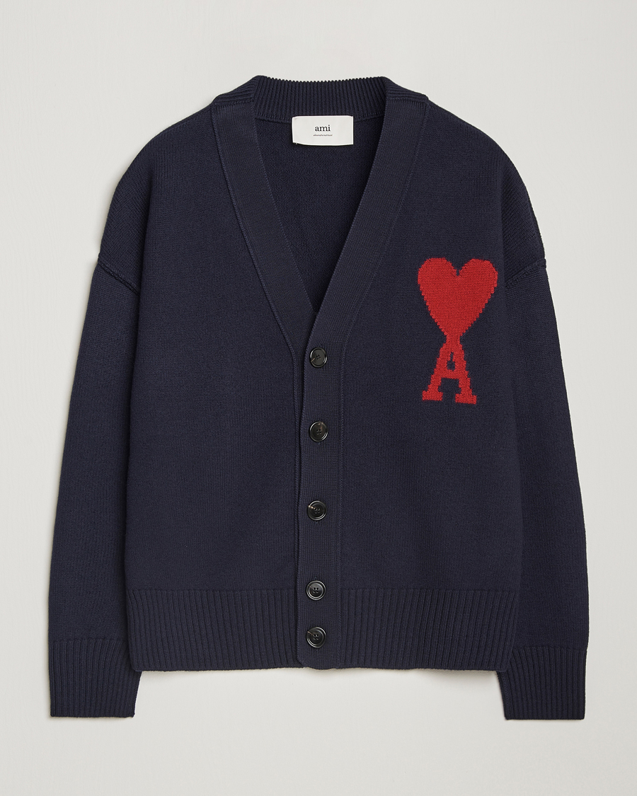 Mies | Puserot | AMI | Big Heart Logo Cardigan Navy