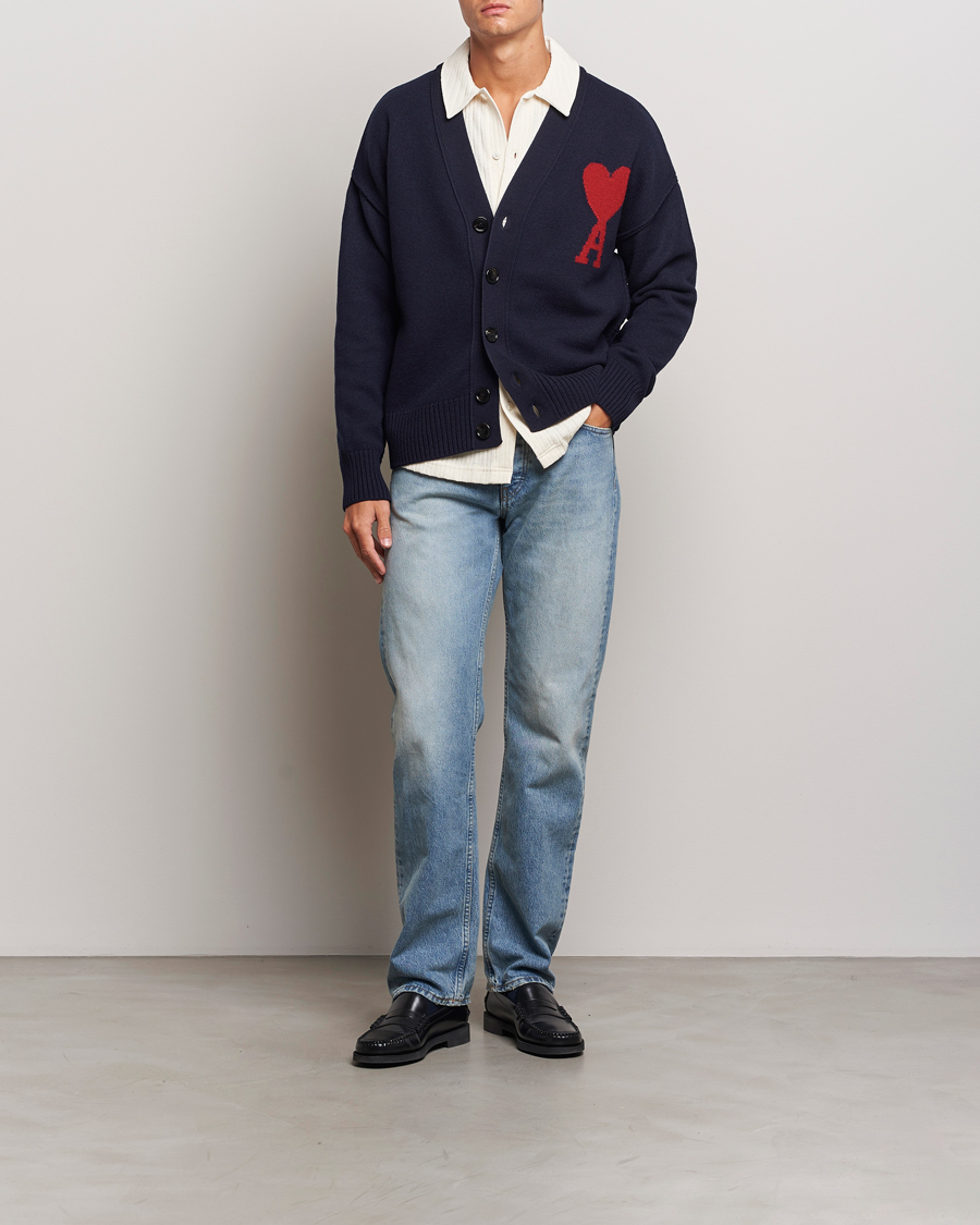 Mies | Puserot | AMI | Big Heart Logo Cardigan Navy