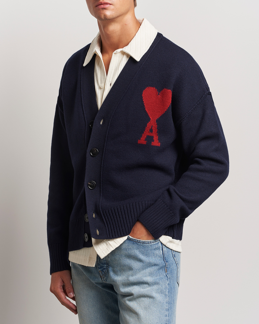 Mies | Puserot | AMI | Big Heart Logo Cardigan Navy