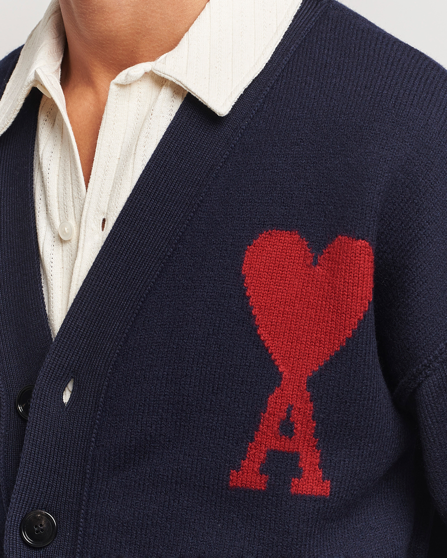 Mies | Puserot | AMI | Big Heart Logo Cardigan Navy