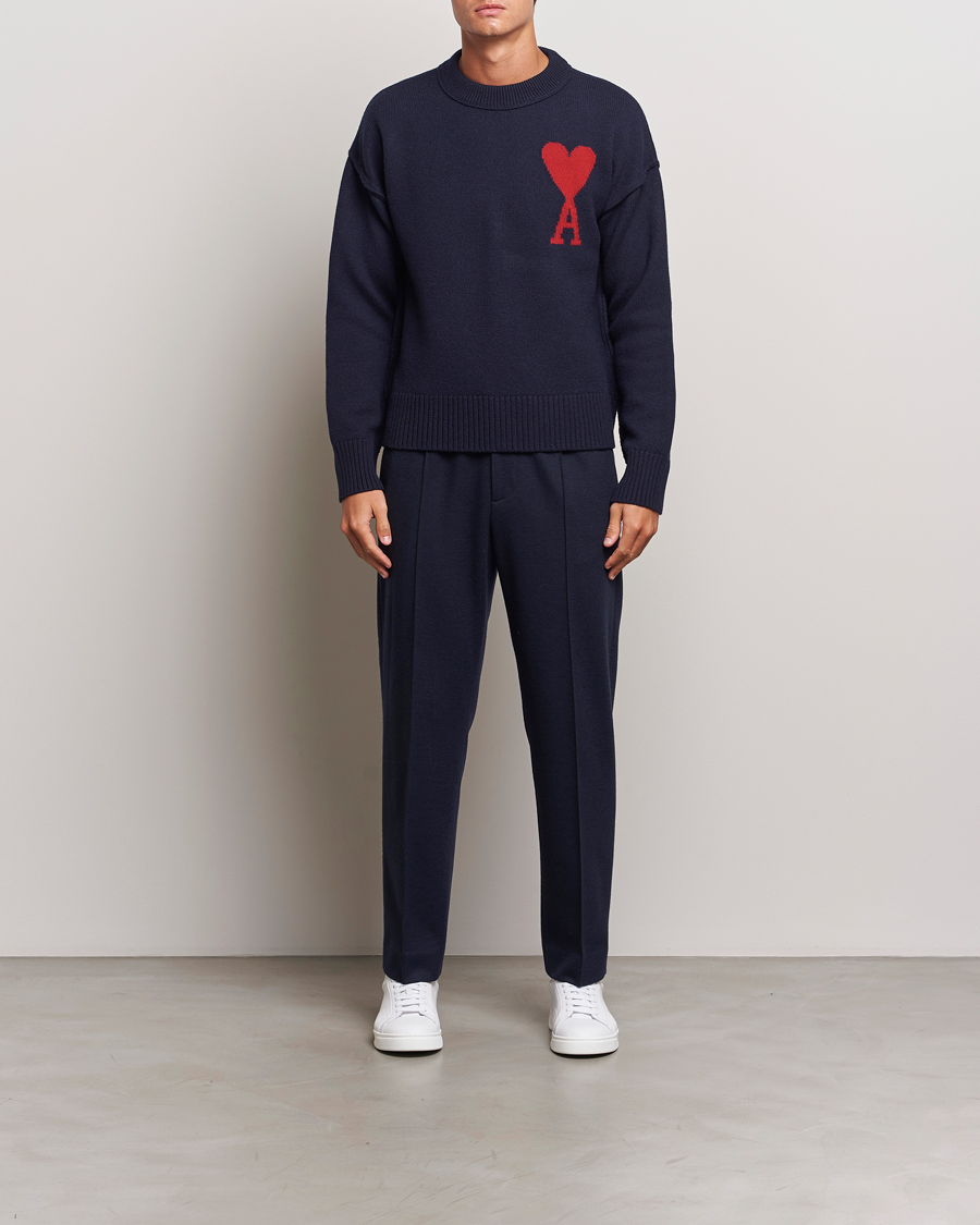 Mies | Puserot | AMI | Big Heart Logo Crew Neck Navy