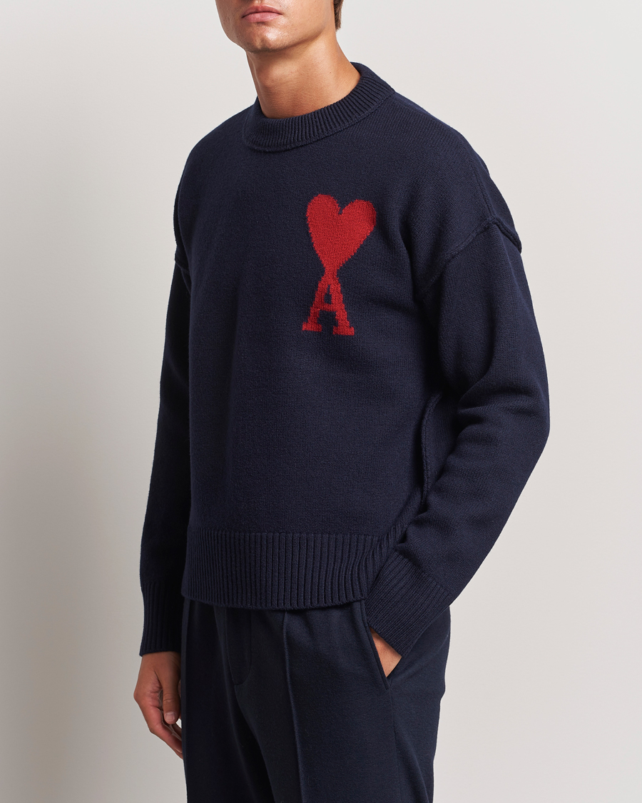 Mies | Puserot | AMI | Big Heart Logo Crew Neck Navy