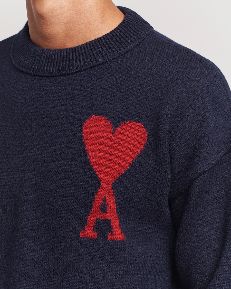 Mies | Puserot | AMI | Big Heart Logo Crew Neck Navy