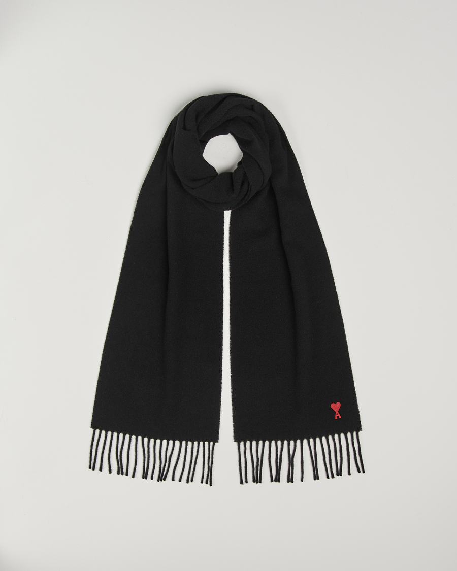 Mies | AMI Heart Logo Scarf Black | AMI | Heart Logo Scarf Black