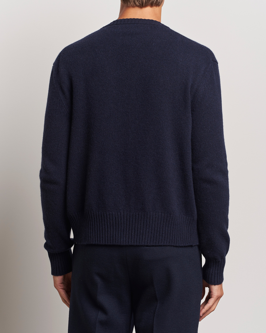 Mies | Puserot | AMI | Tonal Heart Logo Wool Cardigan Navy