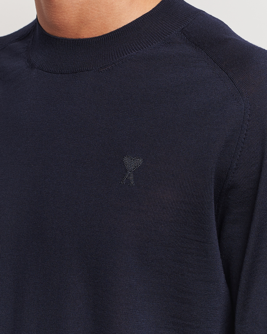 Mies | Puserot | AMI | Tonal Heart Logo Wool Crew Neck Navy