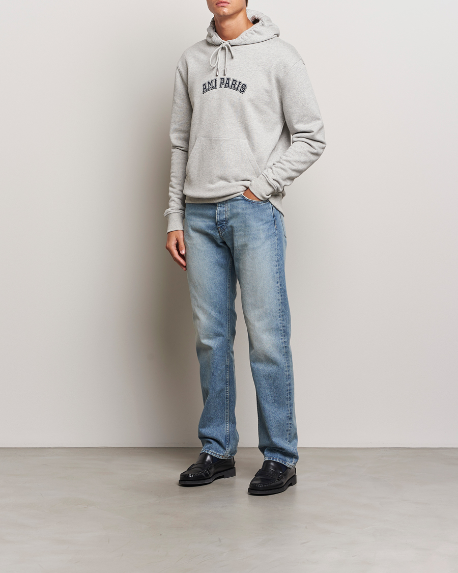 Mies | Puserot | AMI | Paris Logo Hoodie Heather Ash Grey