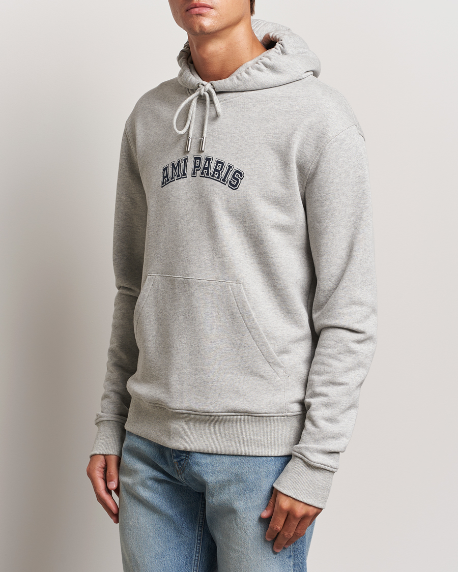 Mies | Puserot | AMI | Paris Logo Hoodie Heather Ash Grey