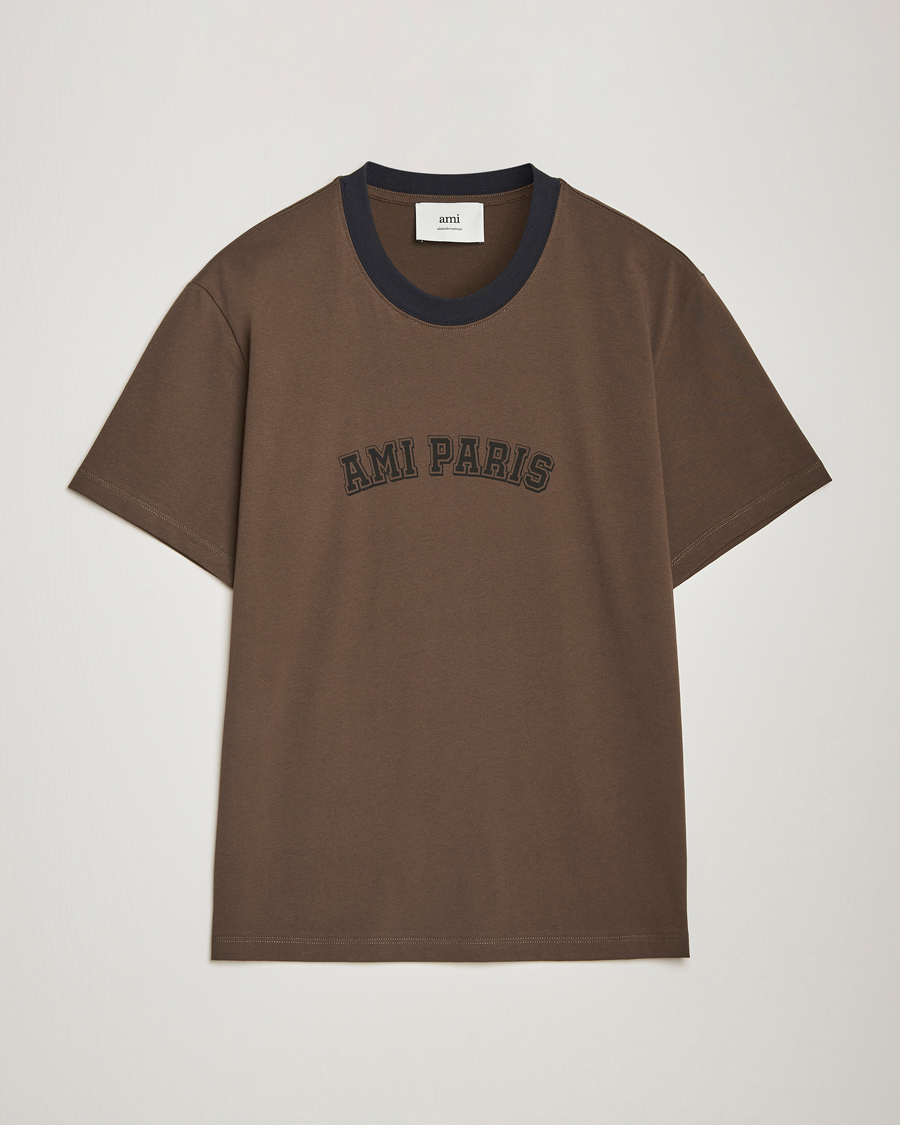 Mies | T-paidat | AMI | Paris Logo T-Shirt Dark Coffee