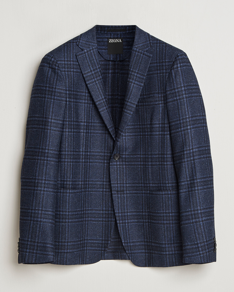 Mies | Pikkutakit | Zegna | Unconstructed Wool/Silk Blazer Navy Check