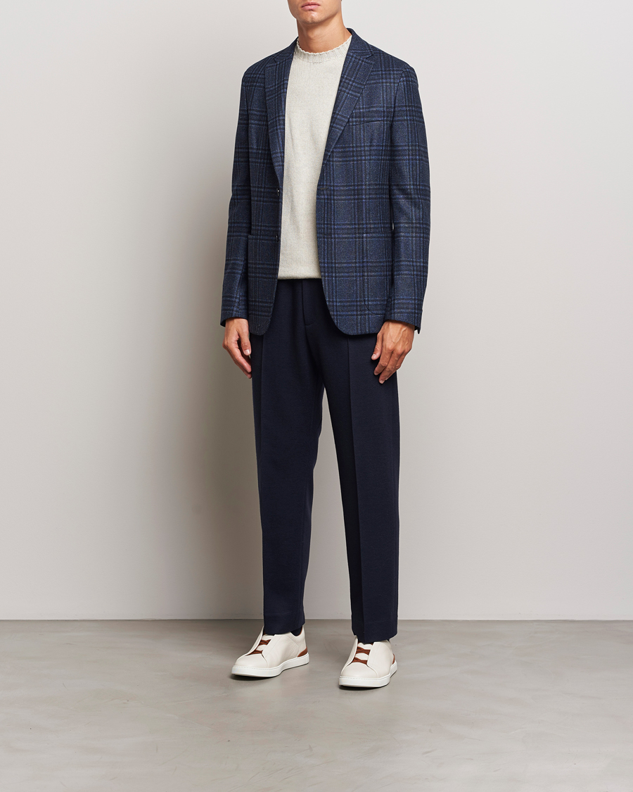 Mies | Pikkutakit | Zegna | Unconstructed Wool/Silk Blazer Navy Check