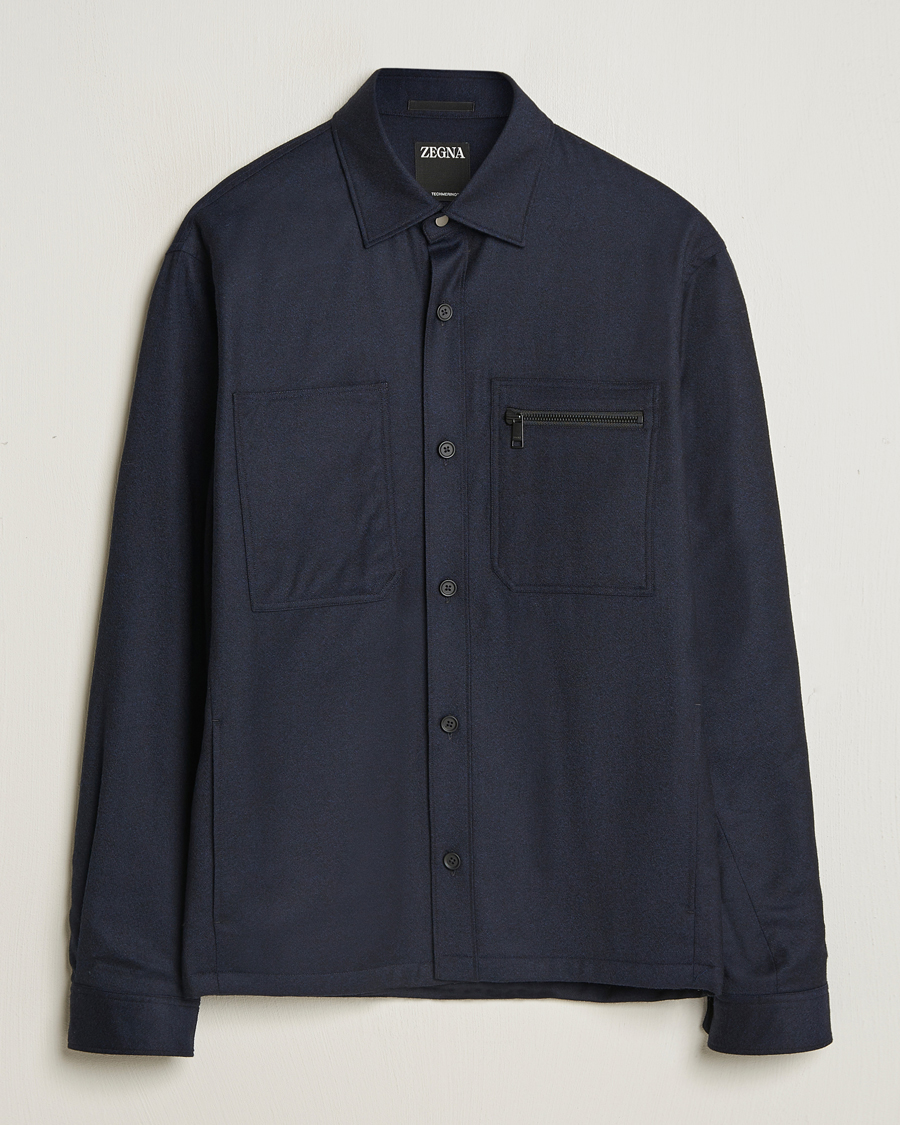 Mies | Takit | Zegna | Techmerino Flannel Shirt Jacket Navy