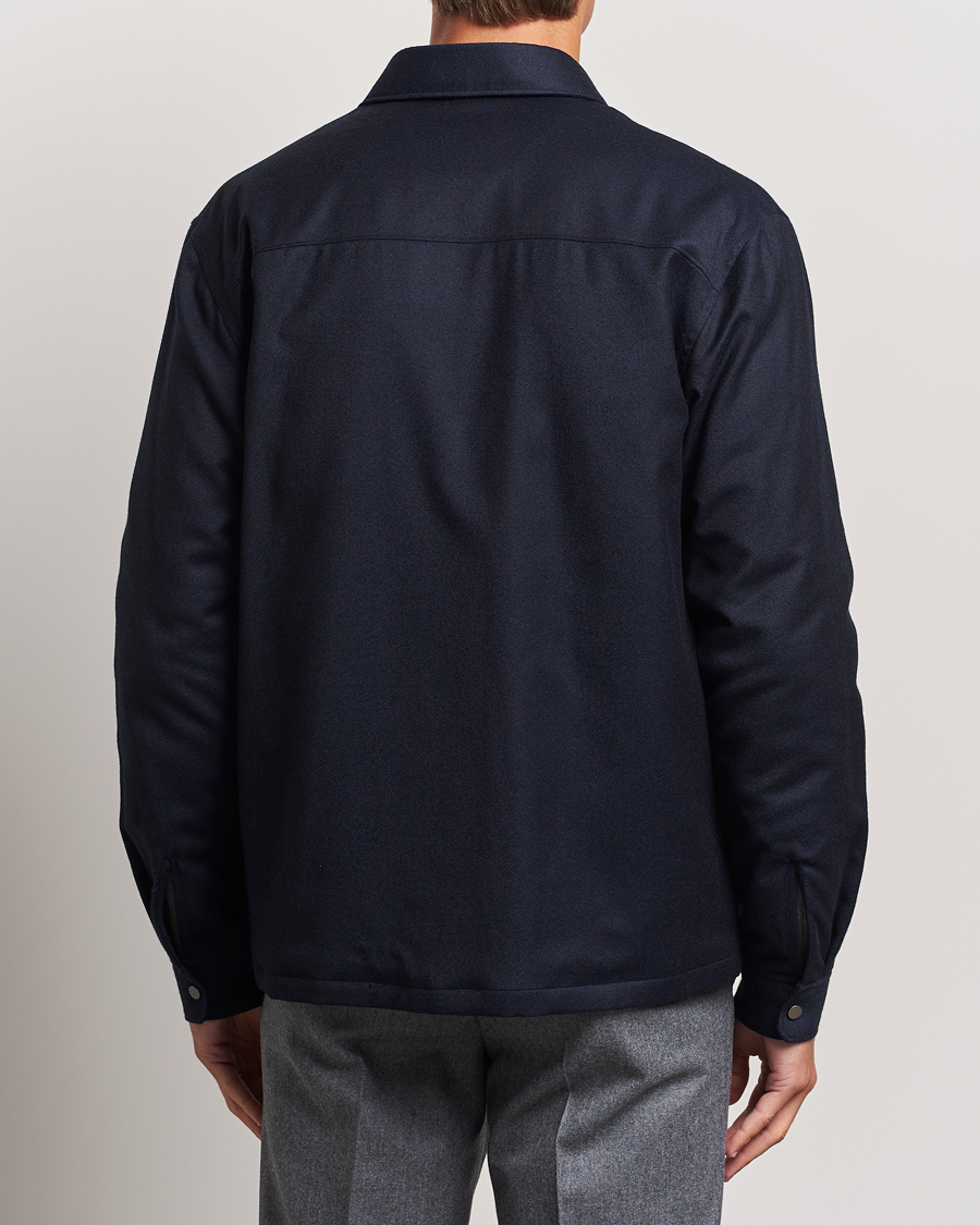 Mies | Takit | Zegna | Techmerino Flannel Shirt Jacket Navy