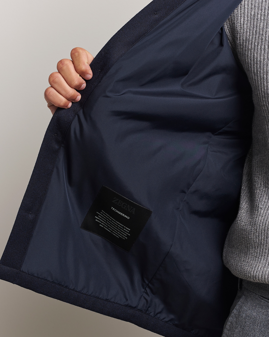Mies | Takit | Zegna | Techmerino Flannel Shirt Jacket Navy