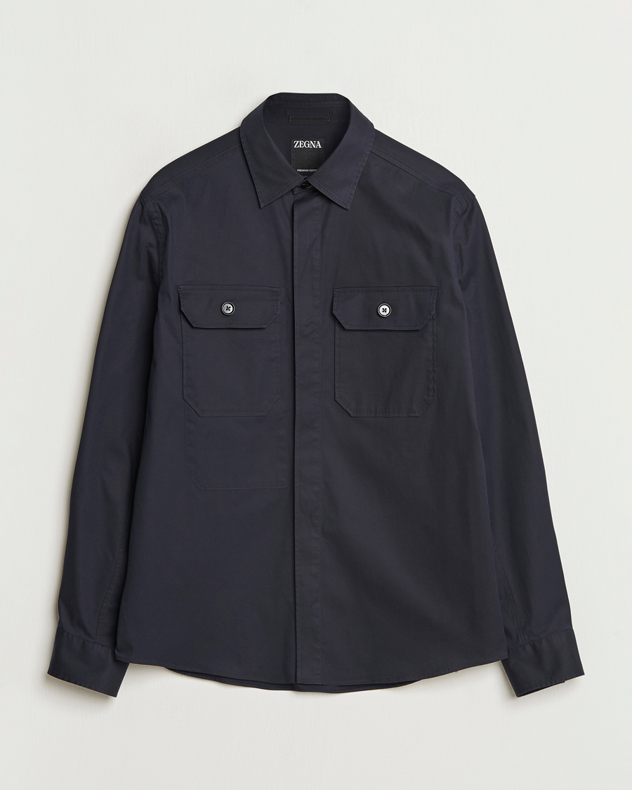 Mies | Kauluspaidat | Zegna | Cotton Overshirt Navy