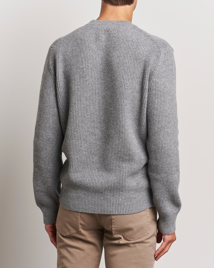 Mies | Puserot | Zegna | Oasi Cashmere Rib Crewneck Grey Melange
