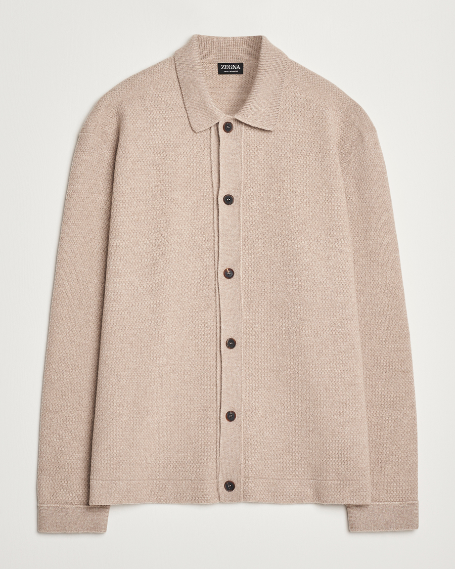 Mies | Puserot | Zegna | Oasi Cashmere Collared Cardigan Beige