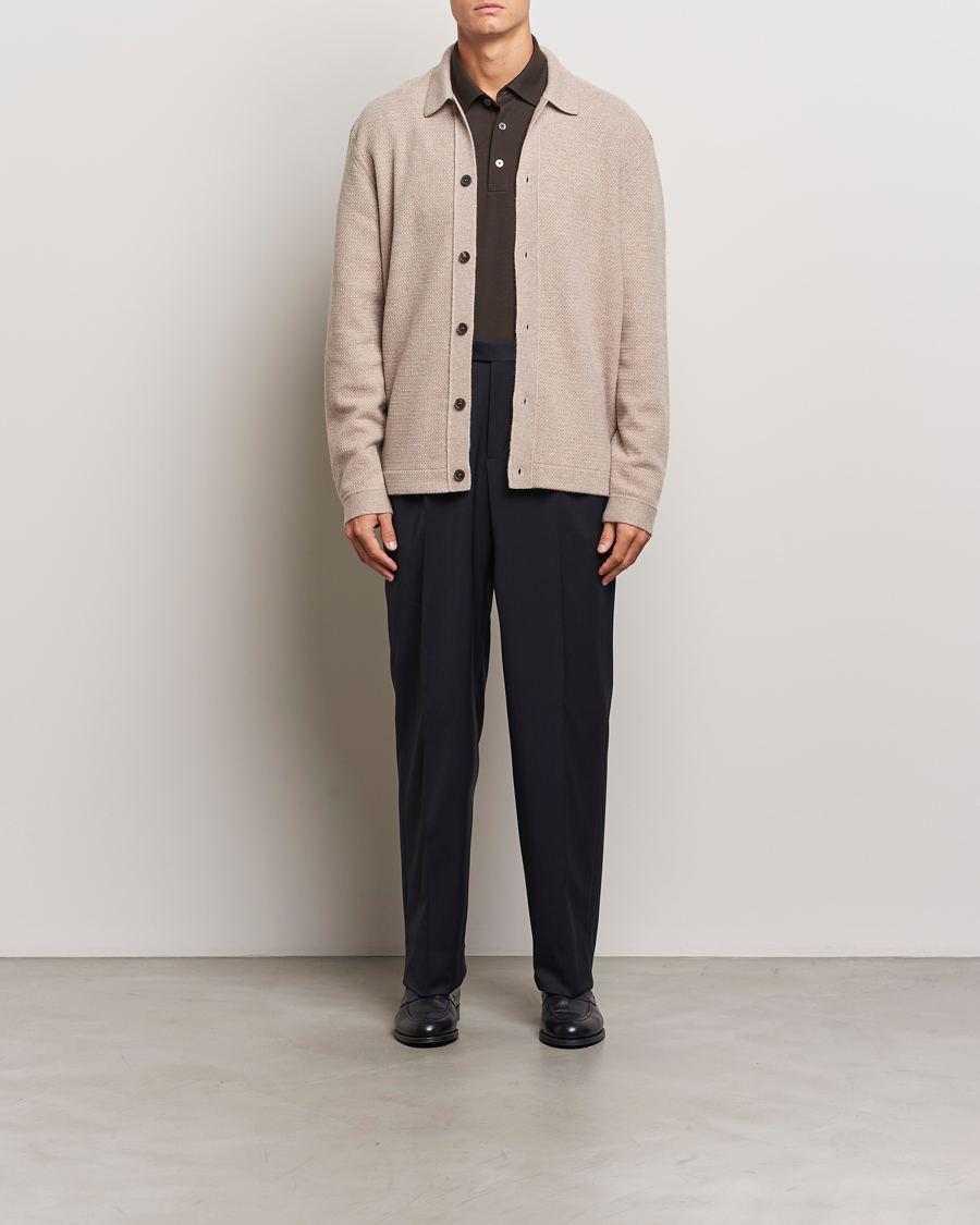 Mies | Puserot | Zegna | Oasi Cashmere Collared Cardigan Beige