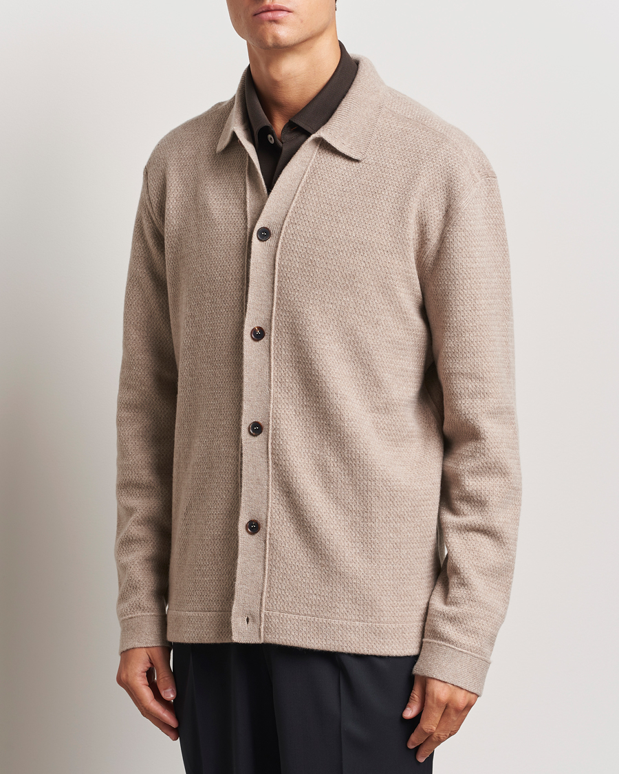 Mies | Puserot | Zegna | Oasi Cashmere Collared Cardigan Beige