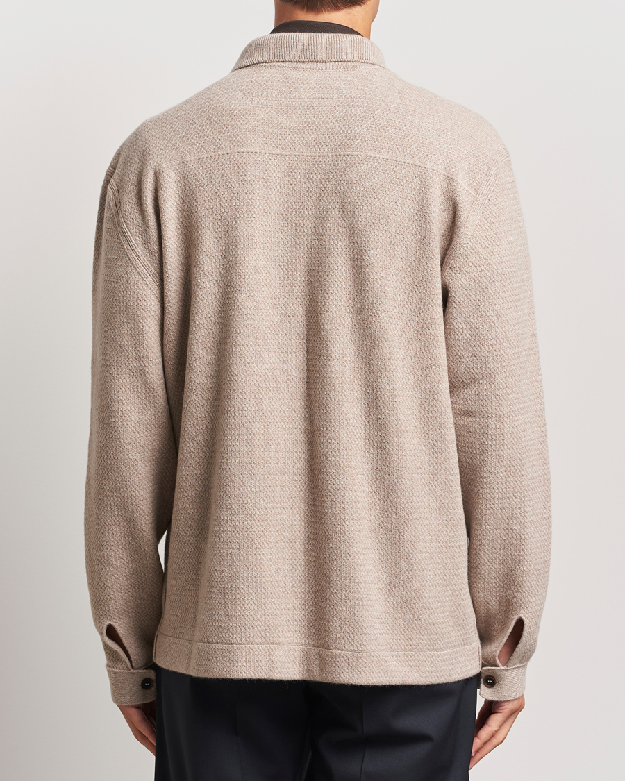 Mies | Puserot | Zegna | Oasi Cashmere Collared Cardigan Beige