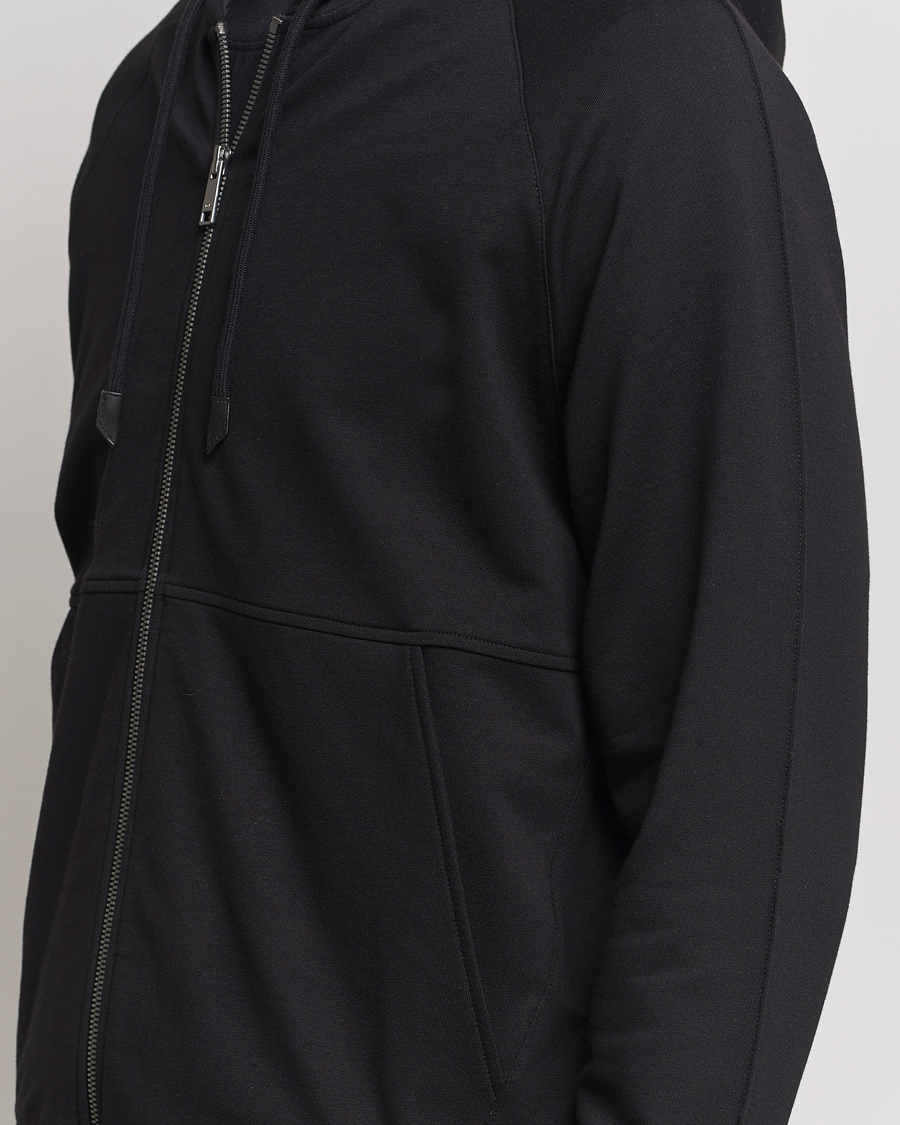 Mies | Puserot | Zegna | Cotton Stretch Zip Hoodie Black
