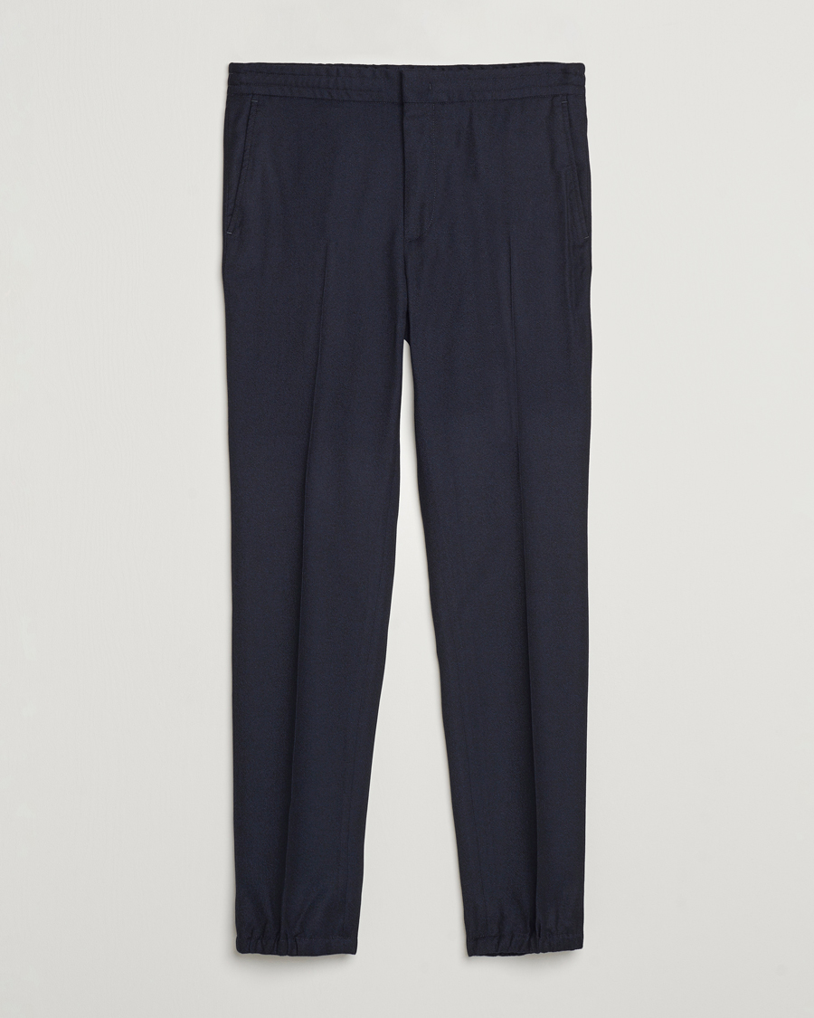 Mies | Housut | Zegna | Techmerino Flannel Drawstring Pants Navy