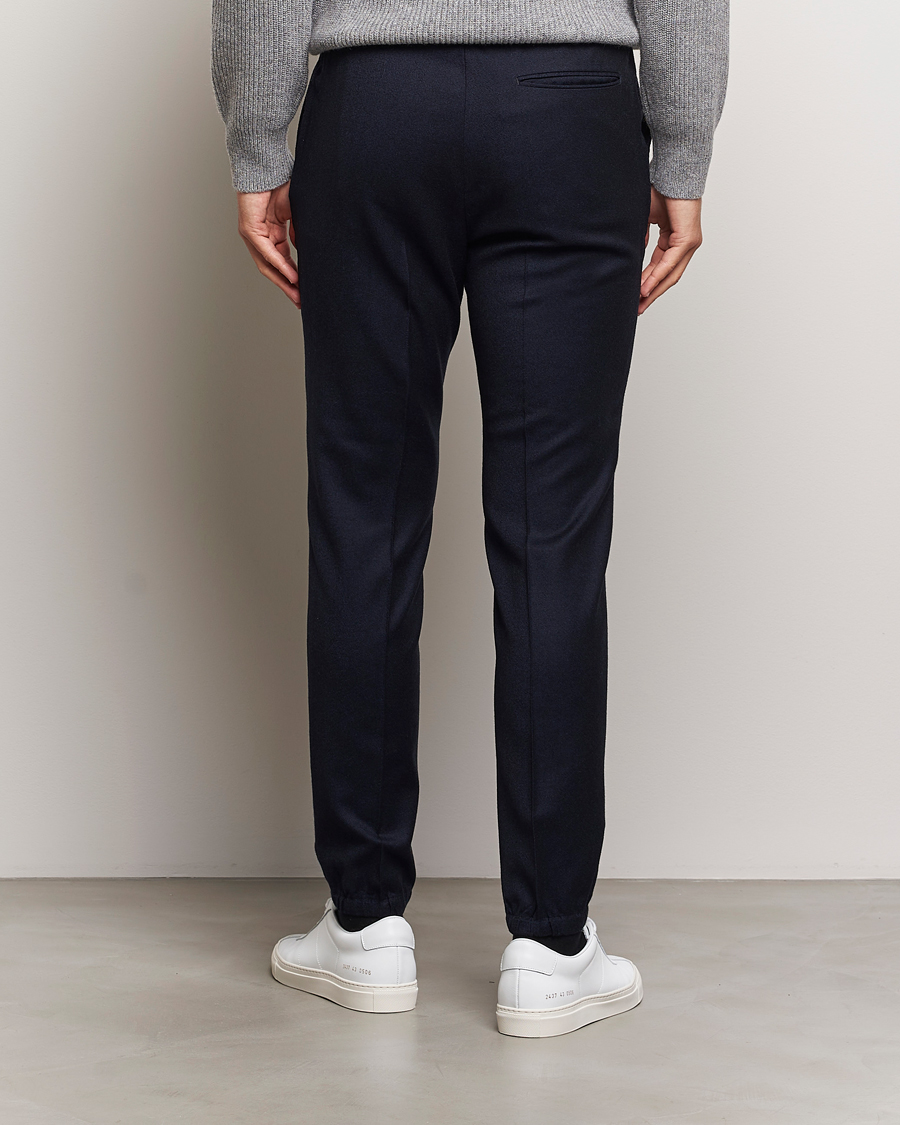 Mies | Housut | Zegna | Techmerino Flannel Drawstring Pants Navy