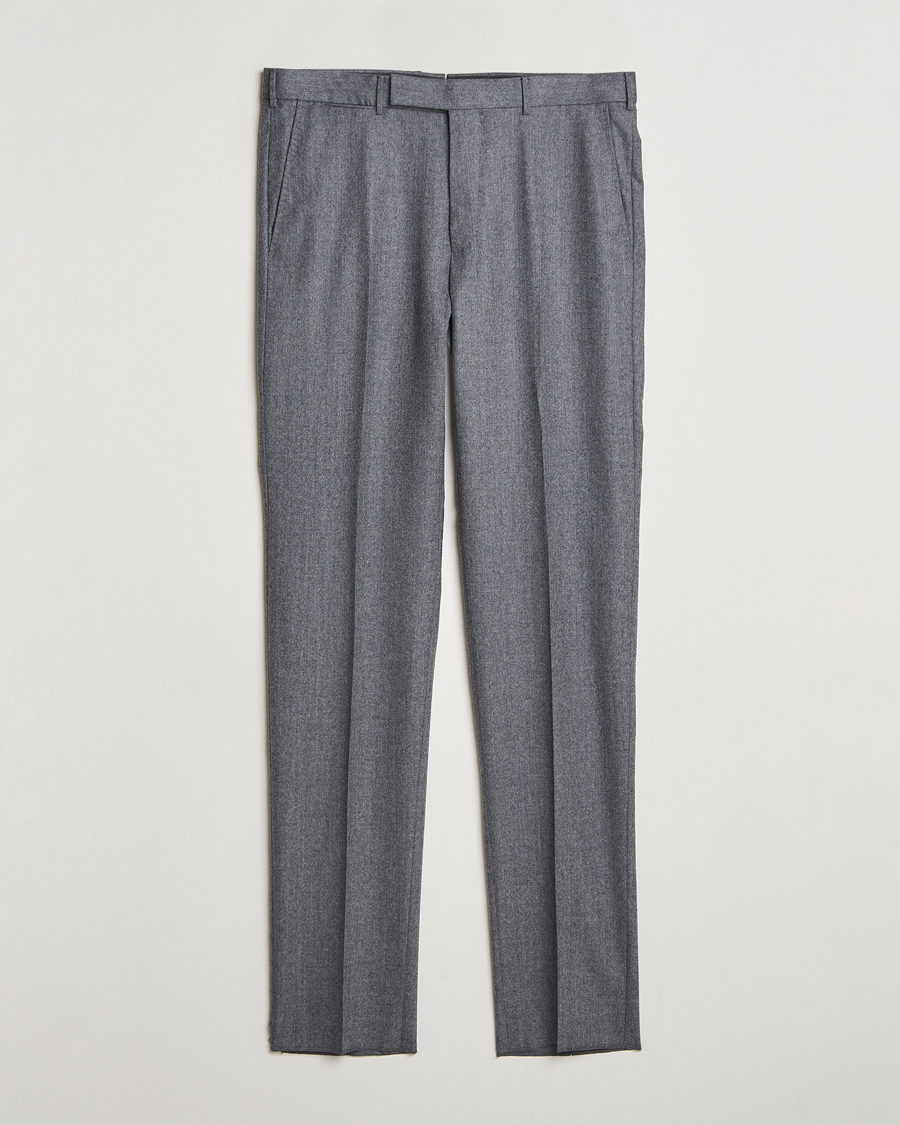 Mies | Housut | Zegna | Carded Flannel Trousers Grey Melange
