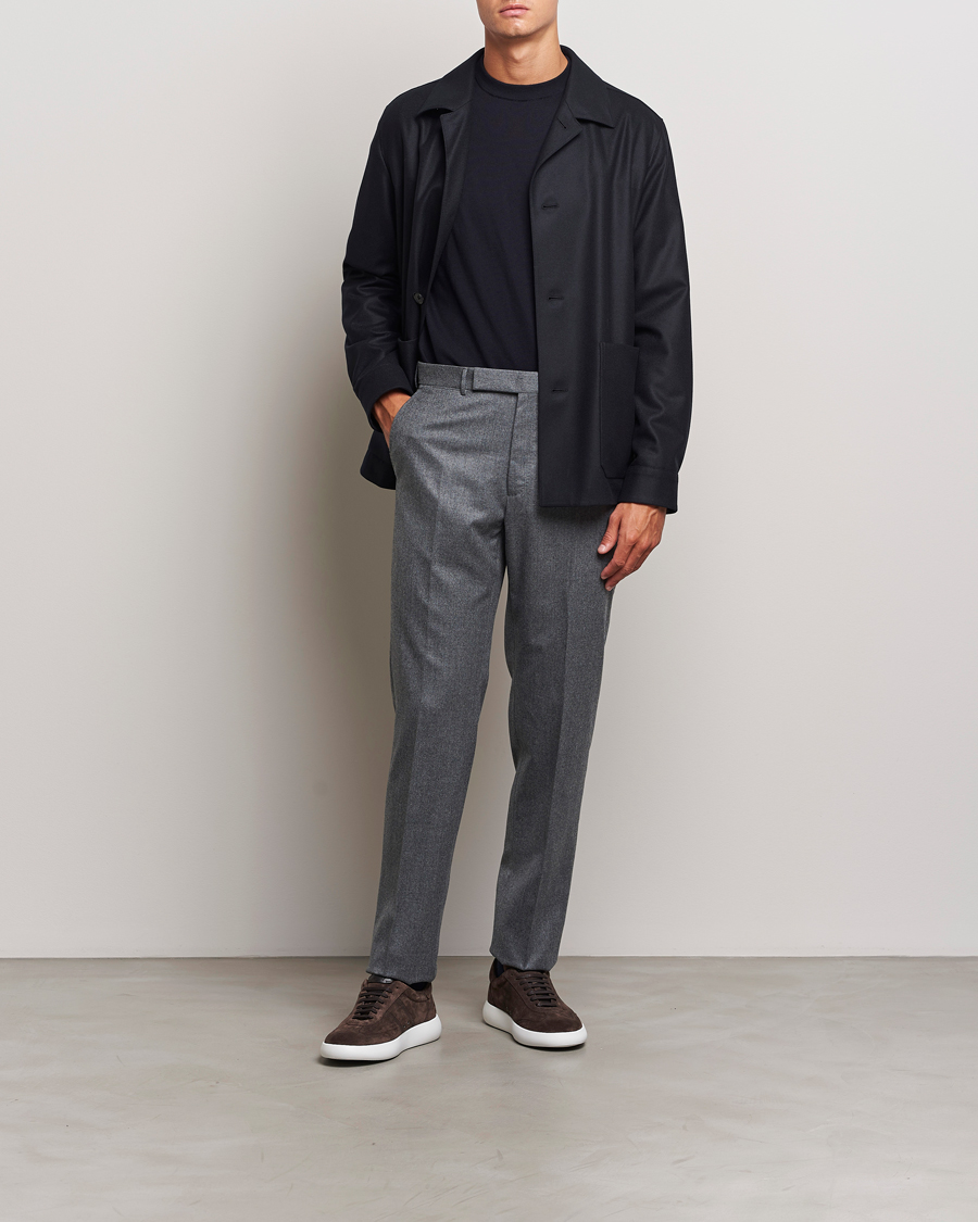 Mies | Housut | Zegna | Carded Flannel Trousers Grey Melange