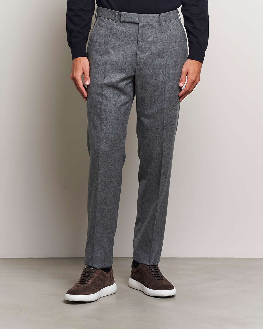 Mies | Housut | Zegna | Carded Flannel Trousers Grey Melange